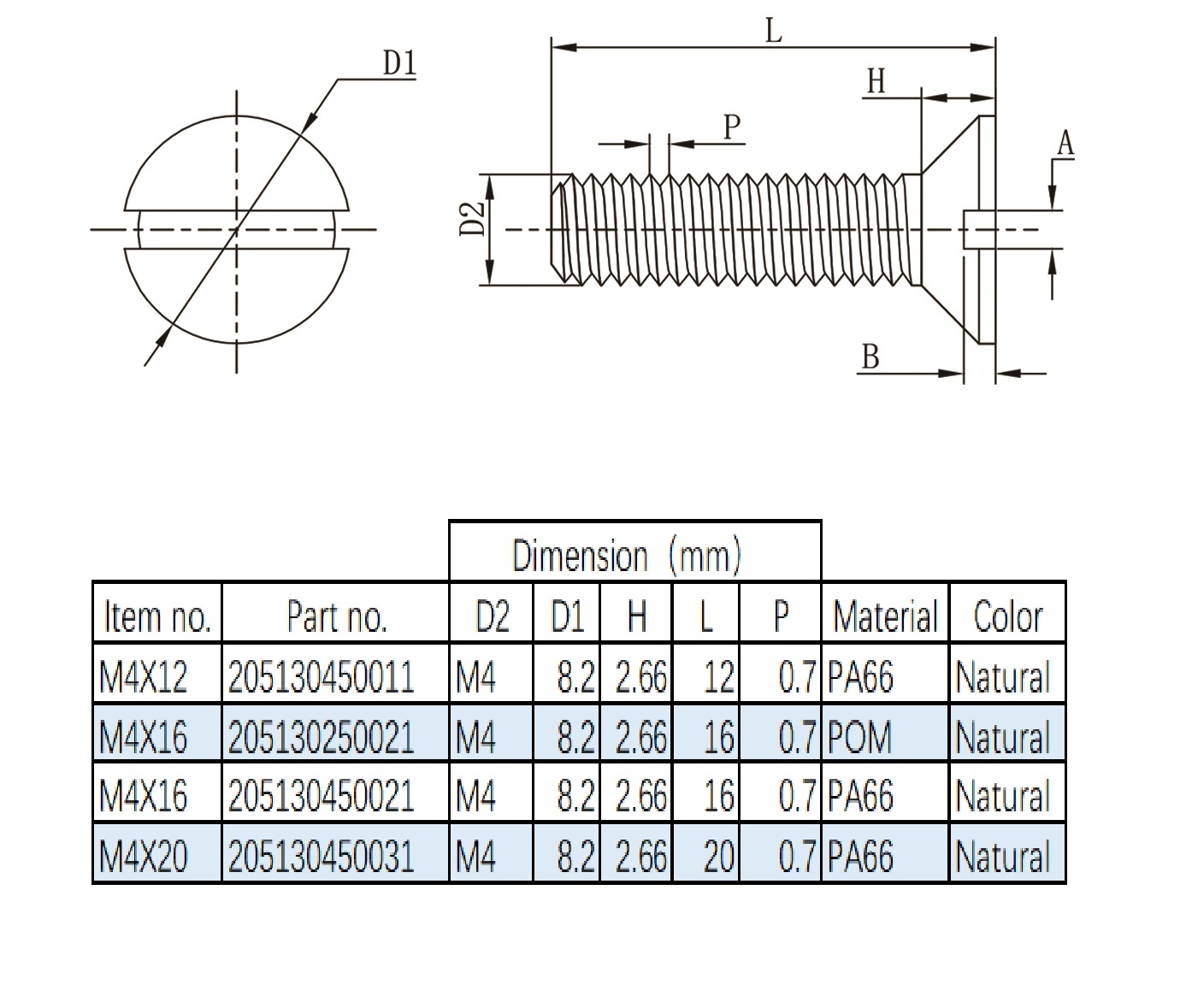 Countersunk Slot Screw